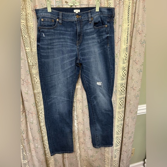 J. Crew Denim - J.Crew Stretch Slim Blue Distressed Boyfriend Jeans Size 31